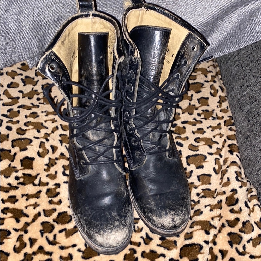 Frye Rogan distressed lace up combat-moto boots - Picture 3 of 7